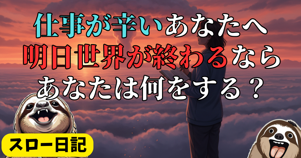 仕事が辛いけどやりたいことがないあなたへ：明日世界が終わるならあなたは何をする？