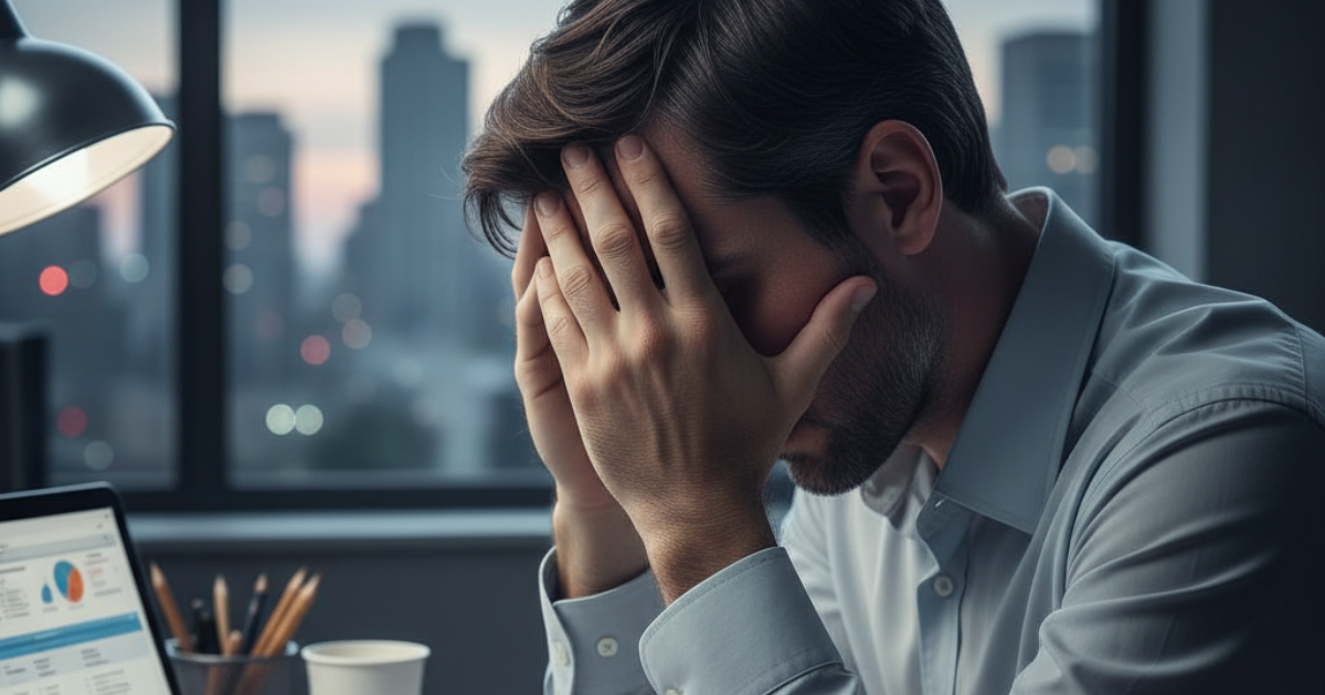精神的な不調の症状が悪化しても仕事を続けてしまう男性