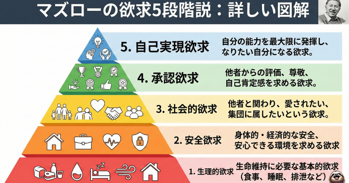 マズローの欲求5段階説のわかりやすい図