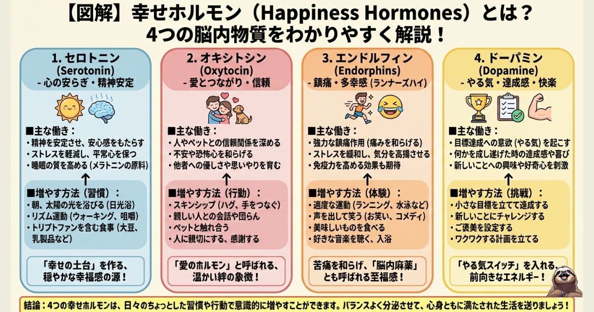 幸せホルモンのわかりやすい図