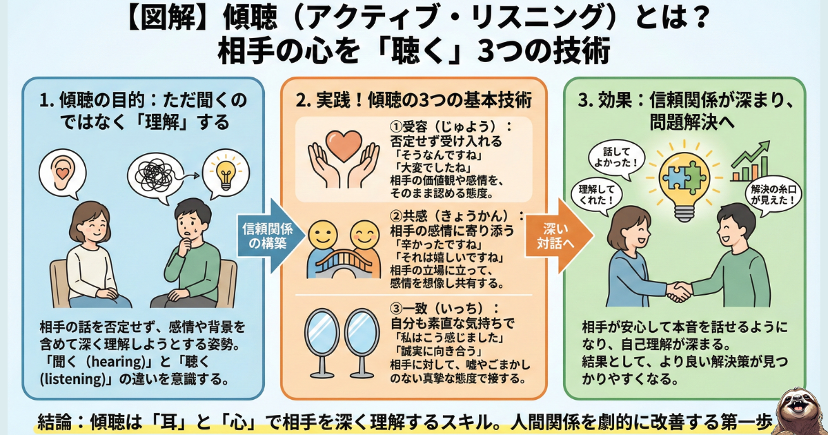 傾聴(active listening)理論のわかりやすい図
