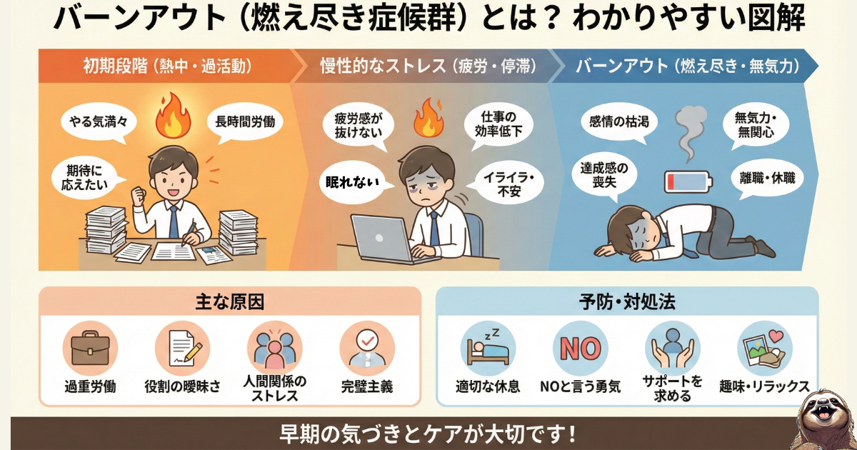 バーンアウト(燃え尽き症候群)のわかりやすい図