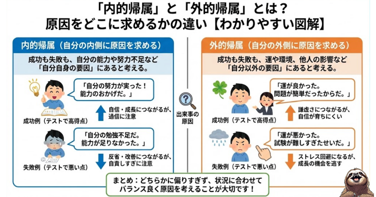内的帰属と外的帰属のわかりやすい図