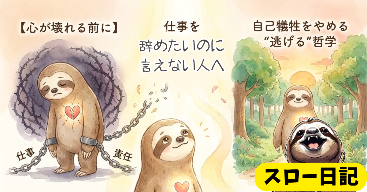 【心が壊れる前に】仕事を辞めたいのに言えない人へ｜自己犠牲をやめる“逃げる”哲学